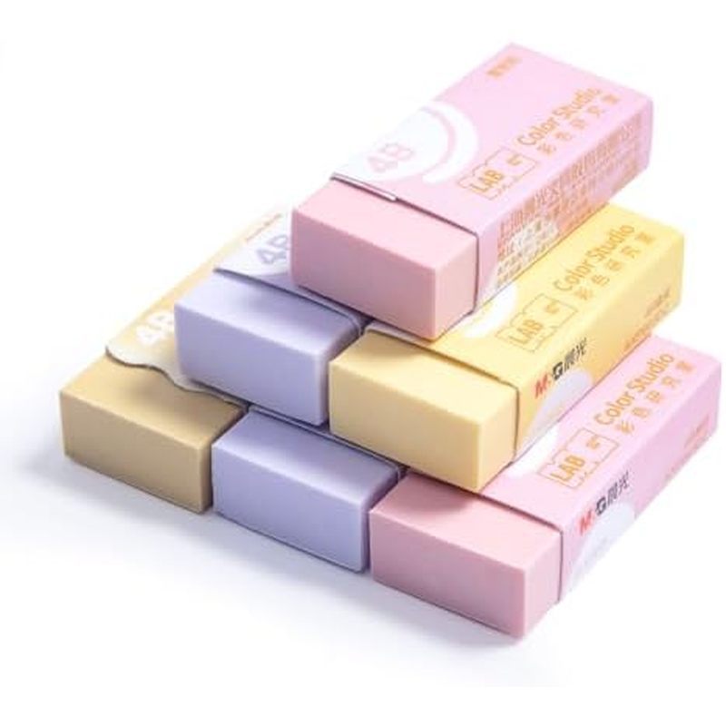M&G 6 Pcs Pencil Erasers, Assort Color Rectangular Writing Erasers for School Office, Art Erasers fo