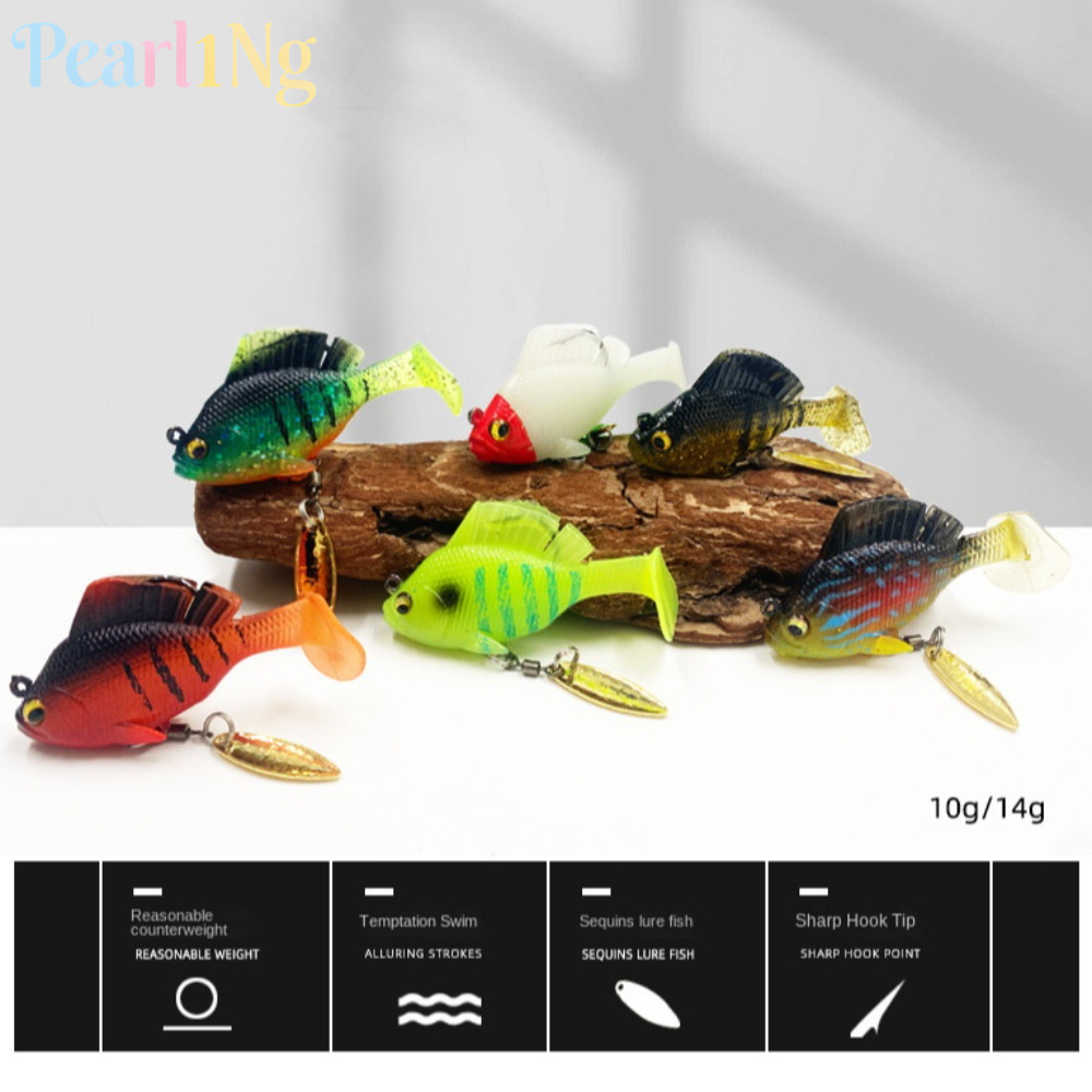 PEARLTH เหยื่อเบสนุ่มพร้อมตะขอตะกั่ว จิ๊กเทียม เหยื่อปลาเทราท์ Dark Sleeper Bass Minnow Lure