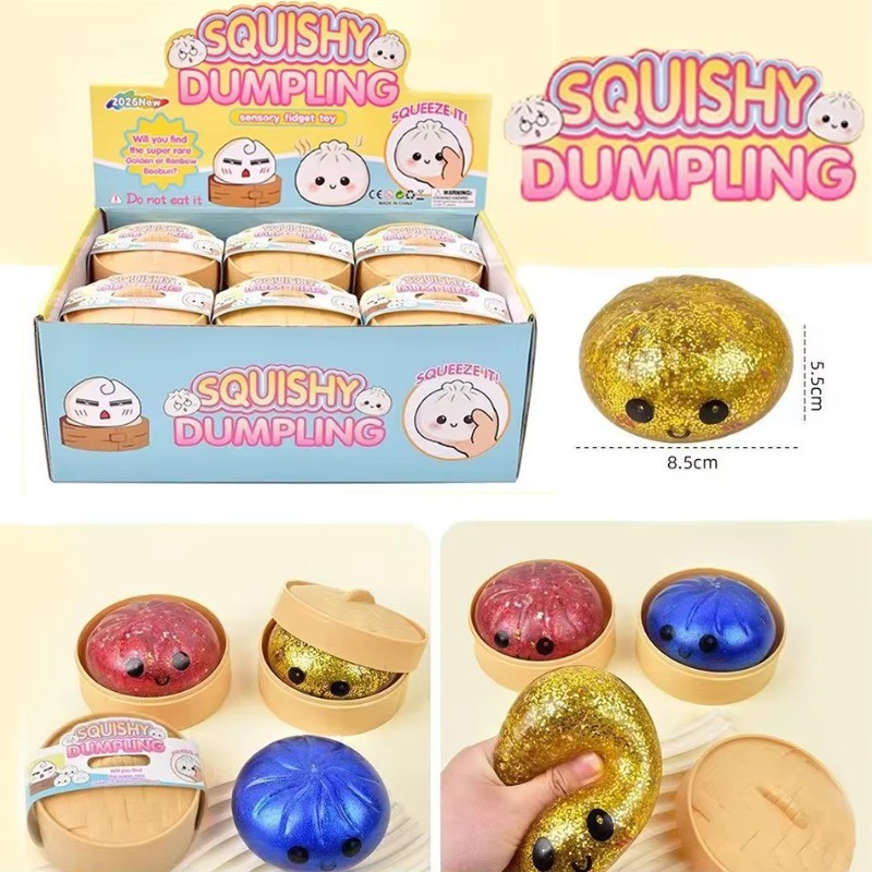 สีสันแฟลช Dumpling Squis Stress Balls Reusable Low Rebound Decompression ของเล่น Dough Ball ที่ไม่ซ้ํากันตกแต่งบ้านของขวัญ