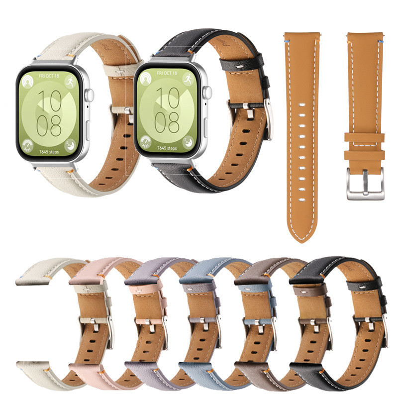 สําหรับ Huawei Watch Fit Fit2 Fit3 Fit4 Fit 4Pro Fit5 Fit 5Pro สายรัดข้อมือสายหนัง