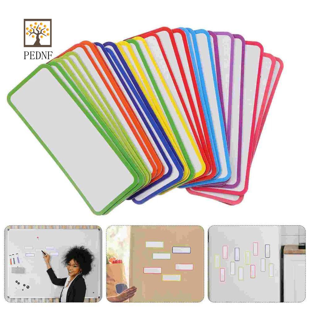 PEDNF 27 ชิ้น Erasable Tag Board, Nine สีทนทานป้ายแม่เหล็กไวท์บอร์ด, แม่เหล็กเขียนได้ Square สะดวกแบ