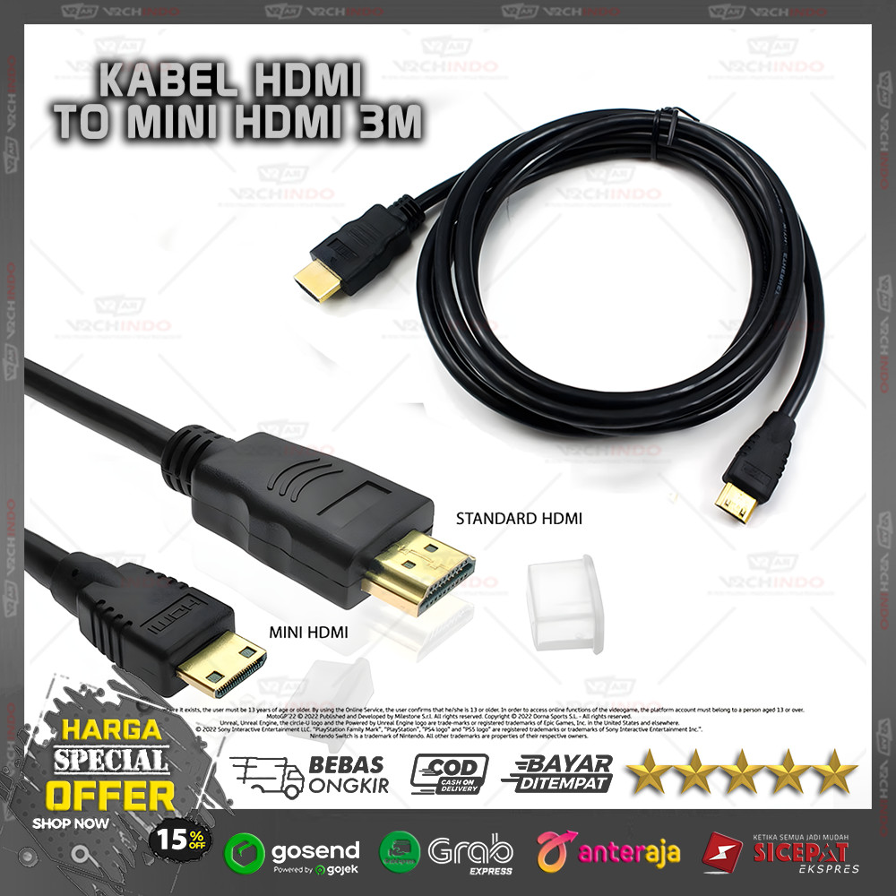 สาย HDMI To Mini HDMI คุณภาพสูง 3 เมตร / 3M / 300CM Gold Plated Premium !!