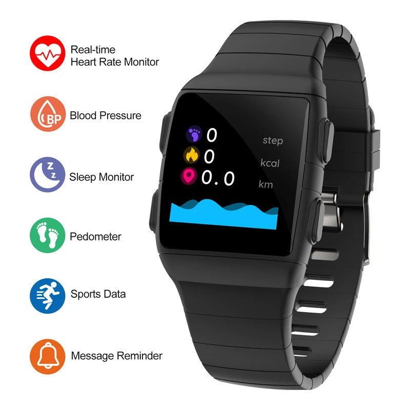 สมาร์ทวอท์ชผู้ชาย Heart Rate เครื่องวัดความดันโลหิต Call ข้อความเตือน IP68 กันน้ํากีฬา Smartwatch สํ