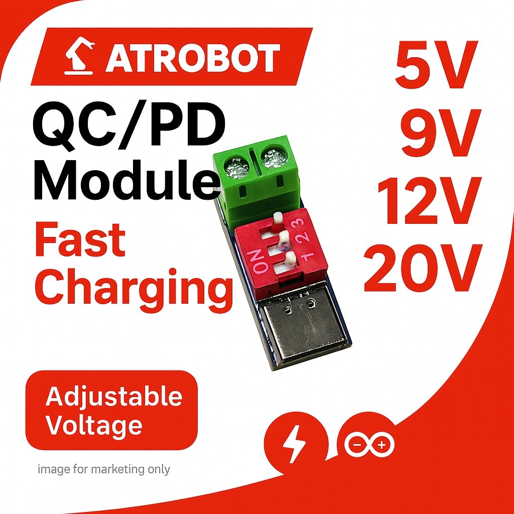 QC/PD Fast Charging Tester โมดูลทดสอบเร็ว ปรับแรงดัน 5-20V DIP Switch พอร์ต USB-C รองรับ PD 100W
