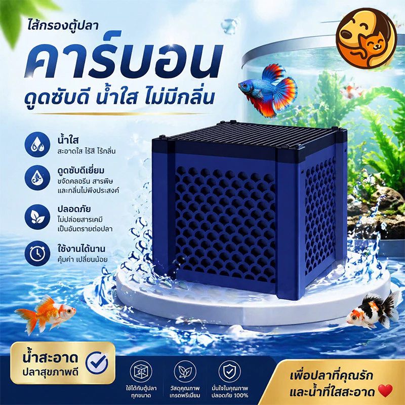 คาร์บอนกรองตู้ปลา คุณภาพพรีเมียม ช่วยกำจัดกลิ่นไม่พึงประสงค์ ขจัดปัญหาน้ำเหลืองได้ดีเยี่ยม กรองและดูดซับสิ่งปนเปื้อนในน้
