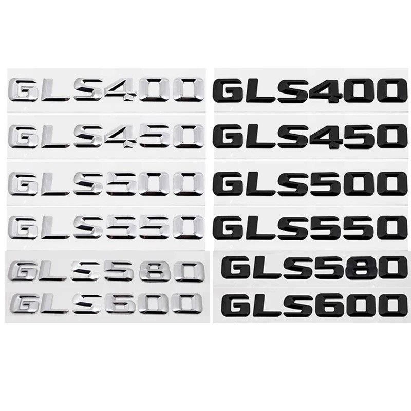 รถหางจํานวนตัวอักษรสติกเกอร์สัญลักษณ์สําหรับ Mercedes Benz GLS400 GLS450 GLS500 GLS550 GLS580 GLS600