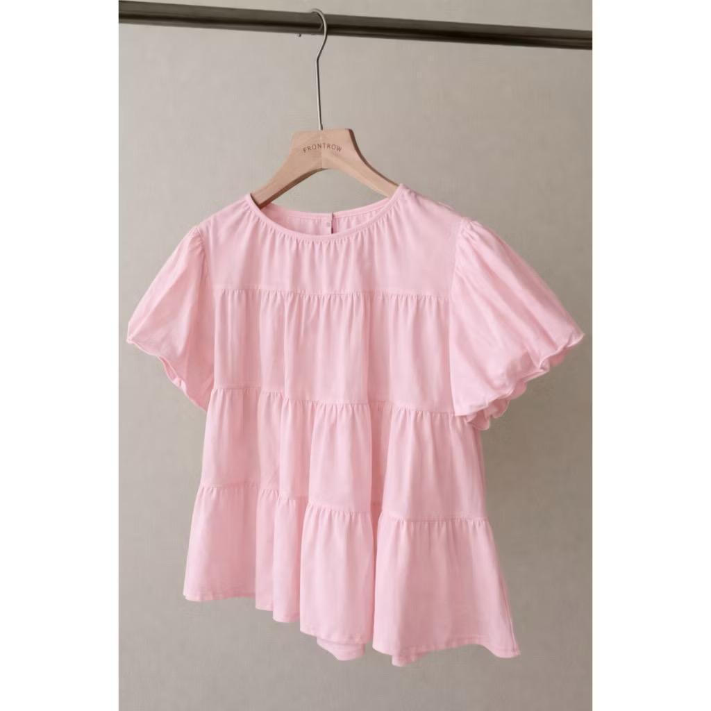 Tq88indonesia เสื้อแขนสั้น / UDON Top Ruffle ผู้หญิงสไตล์เกาหลี / เสื้อผู้หญิงอินเทรนด์