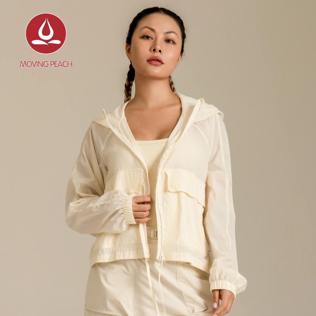 MOVING PEACH ผู้หญิงแจ็คเก็ตป้องกันรังสียูวีหลวมน้ําหนักเบากลางแจ้งกันน้ํา Hoodie Full-zip Sun Protection Coats วิ่งเดินป่าสวมใส่ BSD