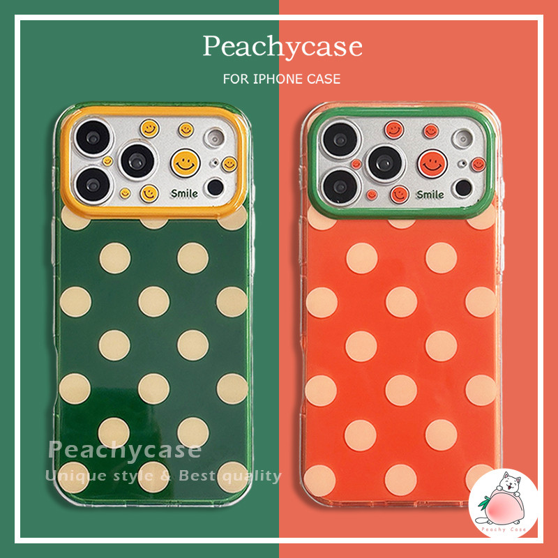 INS Smile Polka Dot กล้องป้องกันโทรศัพท์มือถือสําหรับ iPhone 17 16 15 14 Pro Max 13 16pro Anti-drop Hard IMD โทรศัพท์มือถือฝาหลังปลอก