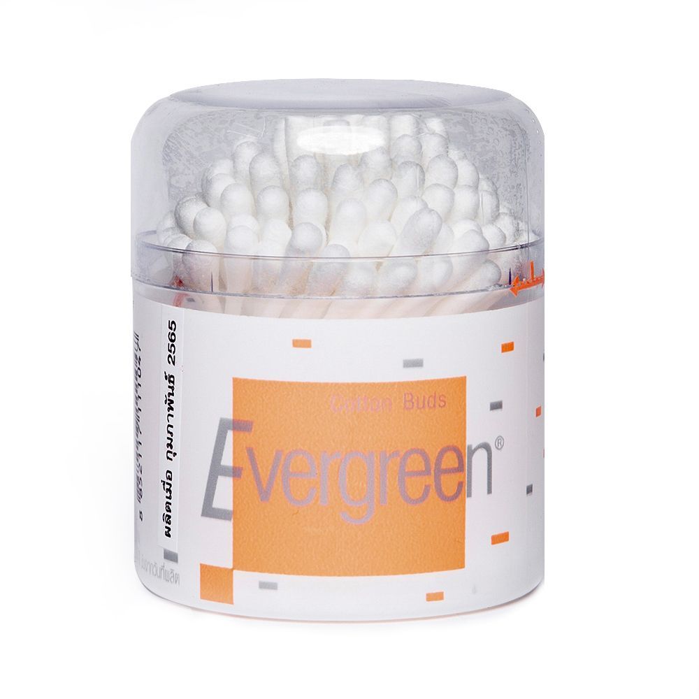 [สินค้าส่งด่วน] เอเวอร์กรีนคัตตันบัดกระปุก 100ก้าน EVERGREEN COTTON BUD 100PCS.