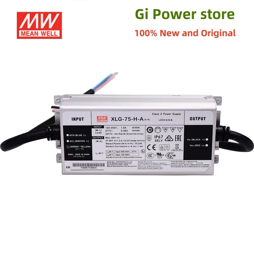 XLG-75 75W MW แหล่งจ่ายไฟ LED คงที่ XLG-75-12-A XLG-75-24-A XLG-75-LA XLG-75-H-A XLG-75-L-AB XLG-75-