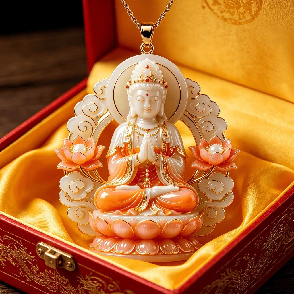 Lotus Holy Land Amulet สร้อยคอโลหะจี้ Blessing Guardian Blessing High-End Design Sense Elder ครอบครั