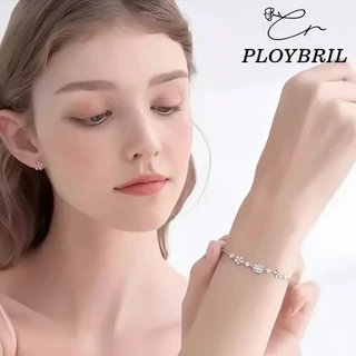 PLOYBRIL✨กำไลข้อมือเงินแท้ Hanami Kitty สร้อยข้อมือคิตตี้ลายดอกซากุระ กำไลผู้หญิงสไตล์เกาหลี เงิน925 S034