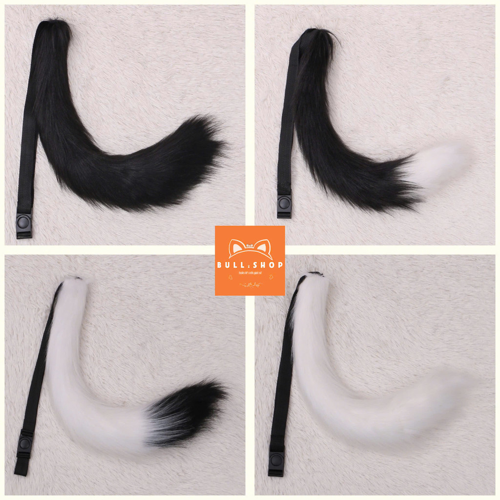 DUOI01 ปรับปลอม Fox Tail เข็มขัดเทียม Fox Tail Cat Tail Faux Fur หลากสีหาง BULL.SHOP