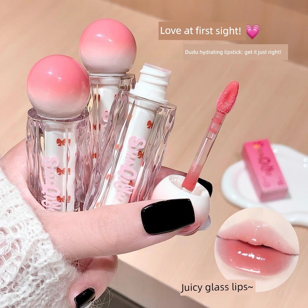 ลิปสติก ลิป ลูกปัดผง Moisturizing Bulb Lip Gloss Water Gloss Lip Fade Mirror Pure Desire Dudu Glass 