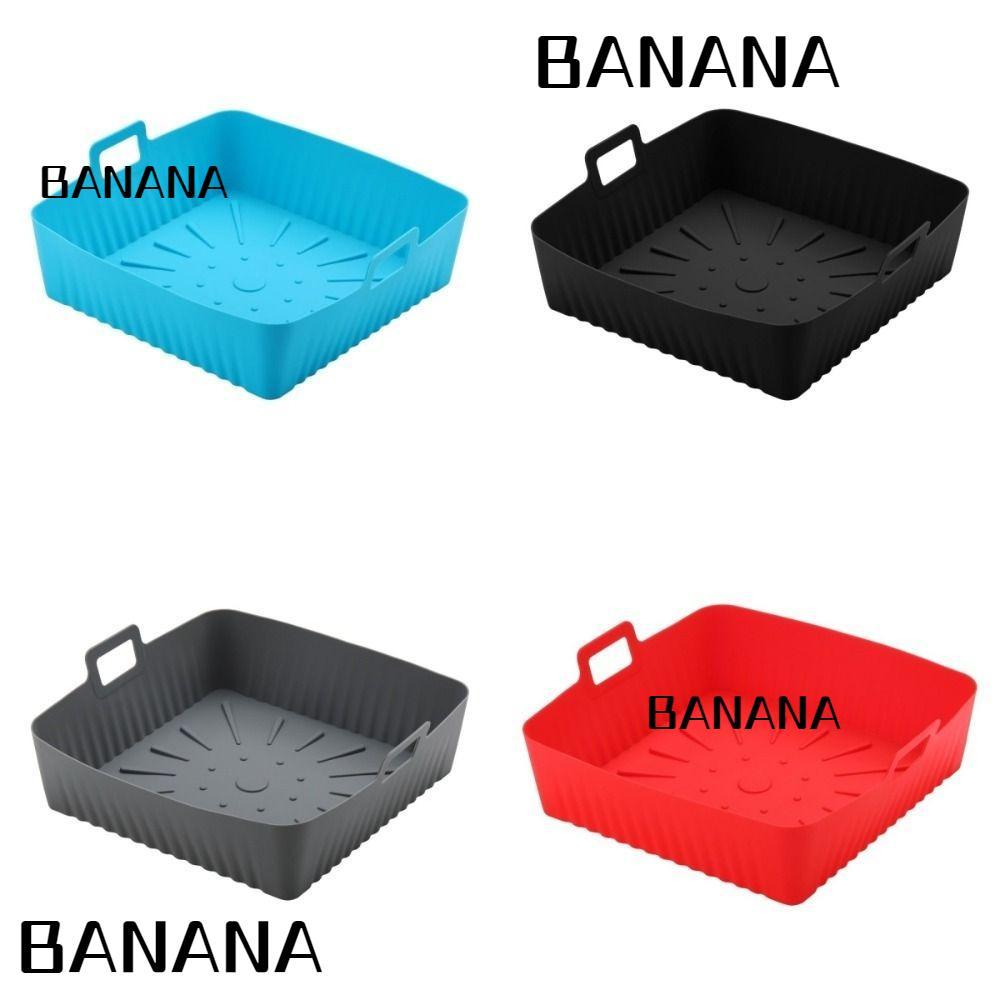 BANANA1 Air Fryer Liners, 9" ขนาดใหญ่พร้อมที่จับถาดอบ,ซิลิโคนทนความร้อนนํากลับมาใช้ใหม่ Air Fryer Li