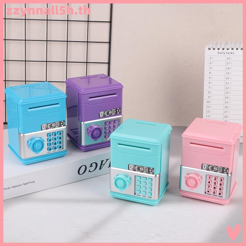 Zzynnall5h Kids Money Bank รหัสผ่าน Piggy Bank Mini ATM เงินสดเหรียญกล่องเงินสําหรับเด็กวันเกิดของเล