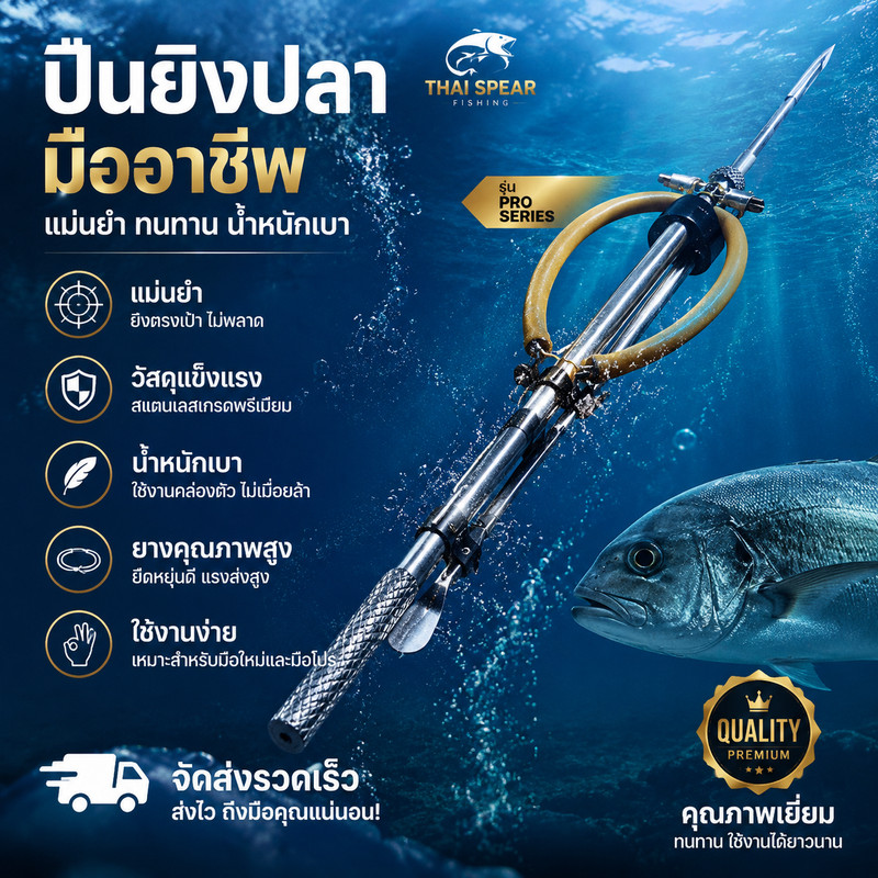 🐟ฉมวกยิงปลาแบบหนังสติ๊ก เครื่องมือปลาส้อม ความแม่นยำสูง หัวหลายแฉก หัวส้อมเหล็กกล้าแบบหลายแฉก ดำน้ำตกปลา ปลาลอช