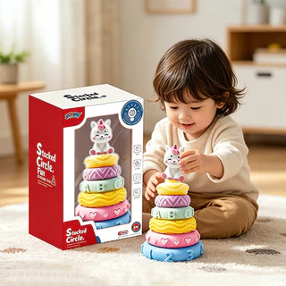 Berma Baby ของเล่นห่วงเรียงซ้อน ห่วงเจดีย์สวมหลัก ห่วงหลากสี ของเล่นเพื่อการศึกษา อายุ 1-3 ปี