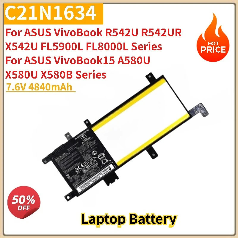 สําหรับ ASUS VivoBook R542U A580U X580U R542UR X542U FL5900L FL8000L 2ICP4/59/134 แบตเตอรี่แล็ปท็อป 