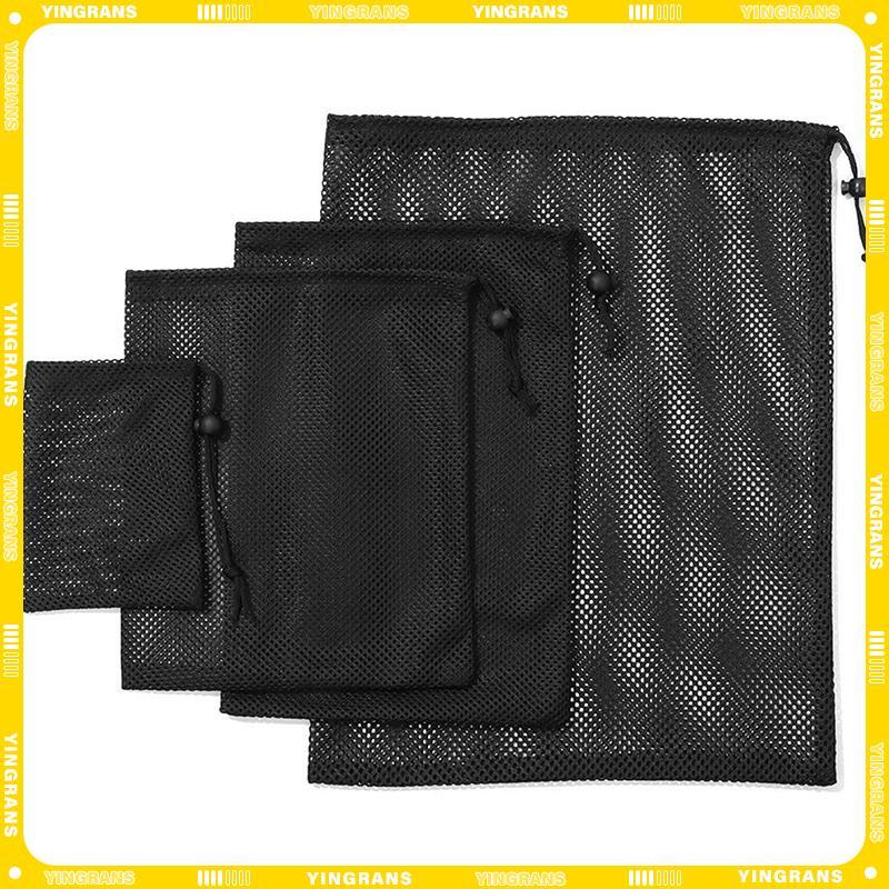 [yingrans] Bla สีขาวตาข่ายทนทาน Drawstring Bag Storage Pouch Multi Purpose Home Travel กิจกรรมกลางแจ้งถุงซักผ้า Stuff Sa TH