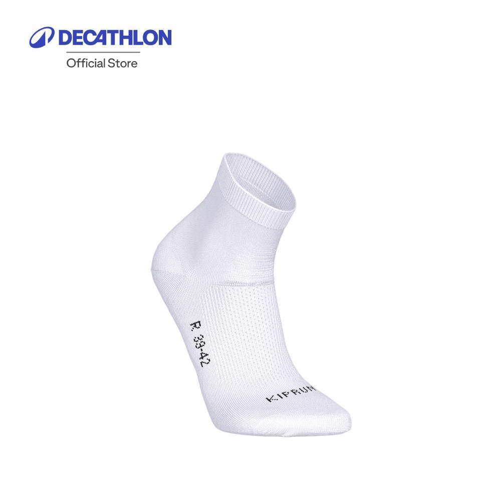 Decathlon Pack Of 2 Pairs Fine Crew Running Socks ถุงเท้าวิ่งหุ้มข้อเนื้อผ้าละเอียด รุ่น Run500 1 แพ็ค 2 คู่ - White