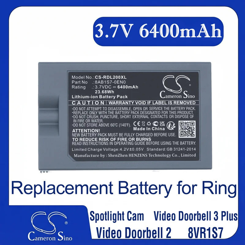 Cameron Sino แบตเตอรี่ทดแทนสําหรับแหวน 8VR1S7, Peephole Cam, Solar Floodlight, เหมาะกับ P/N 5AT3S3,5