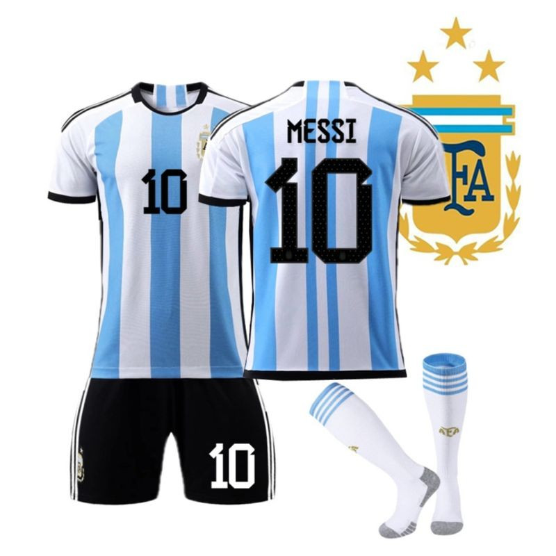 MeTozone Argentina Messi No.10 ชุดสูทฟุตบอลสไตล์เด็ก