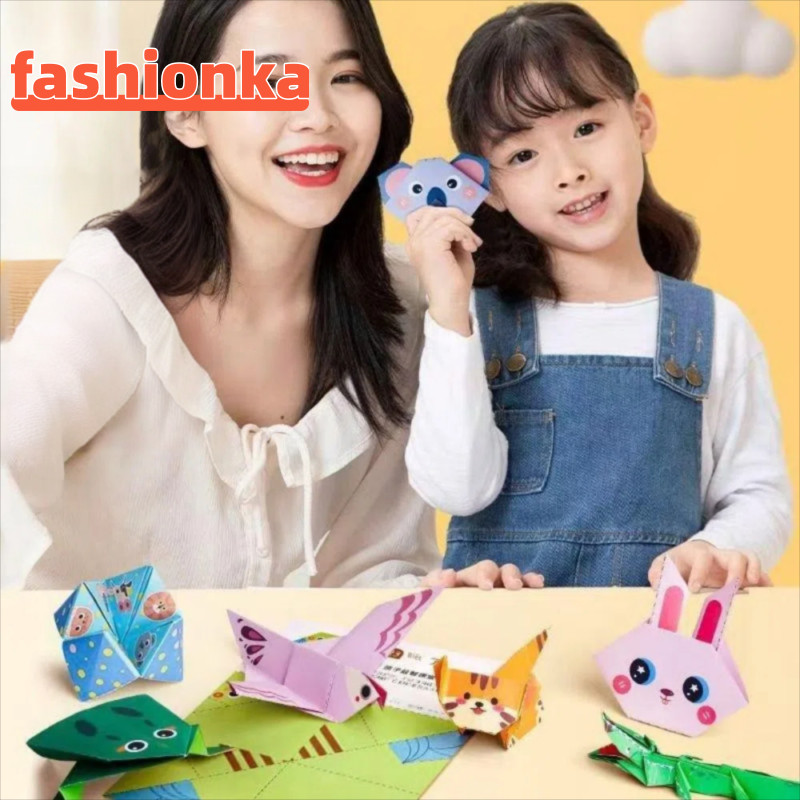 FASHIONKA ปริศนา Origami, 15 แผ่นเด็ก Origami หนังสือ, ตลก Handmade Origami DIY สัตว์รูปแบบ Origami 