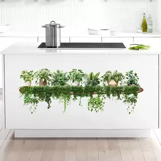 BDGF สีเขียว Dill ใบแขวนตะกร้า Wall Stiers ห้องนอนห้องนั่งเล่น Wall Beautification พืชสีเขียว Decor Courtyard Wall Decals TH