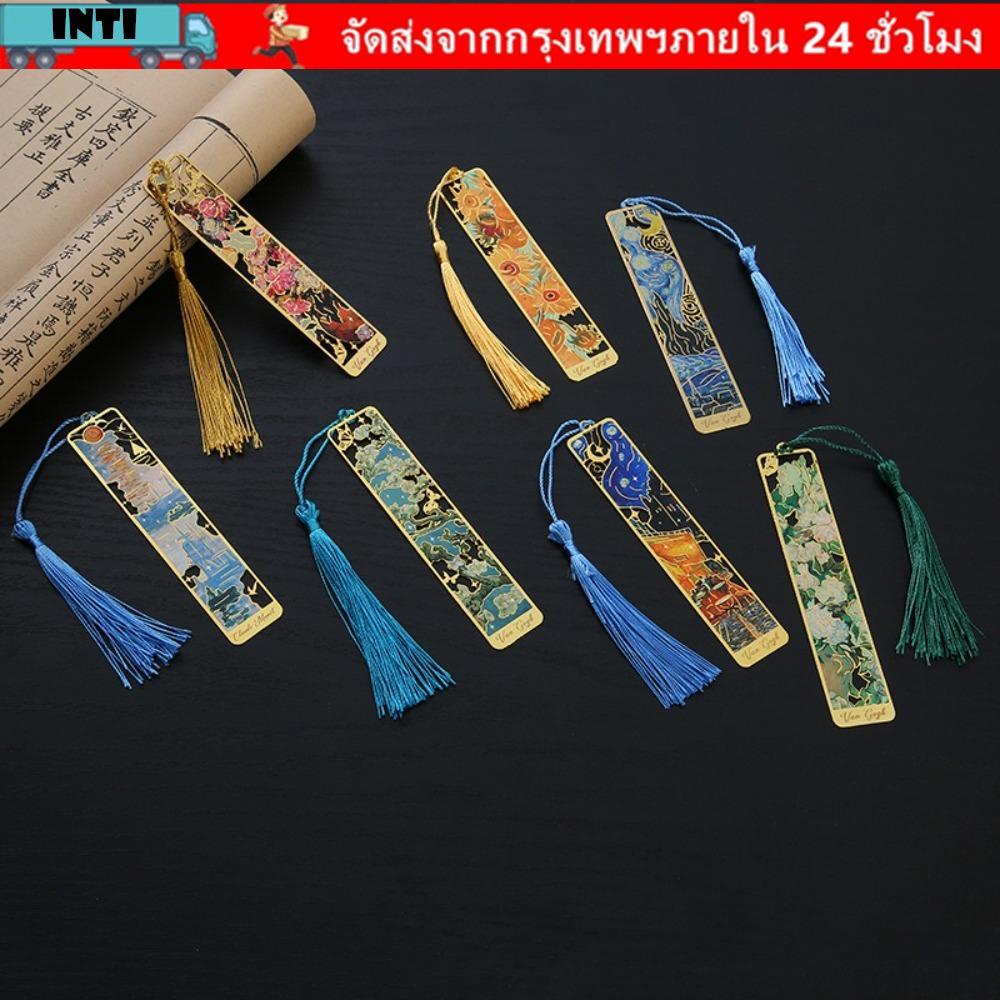เครื่องหมายหนังสือ ภายใน, ที่คั่นหนังสือโลหะกลวงประณีต, ภาพสีน้ํามันสี่เหลี่ยมสไตล์ภูมิทัศน์ดอกไม้อ่านหนังสือเครื่องเขียนสําหรับเด็