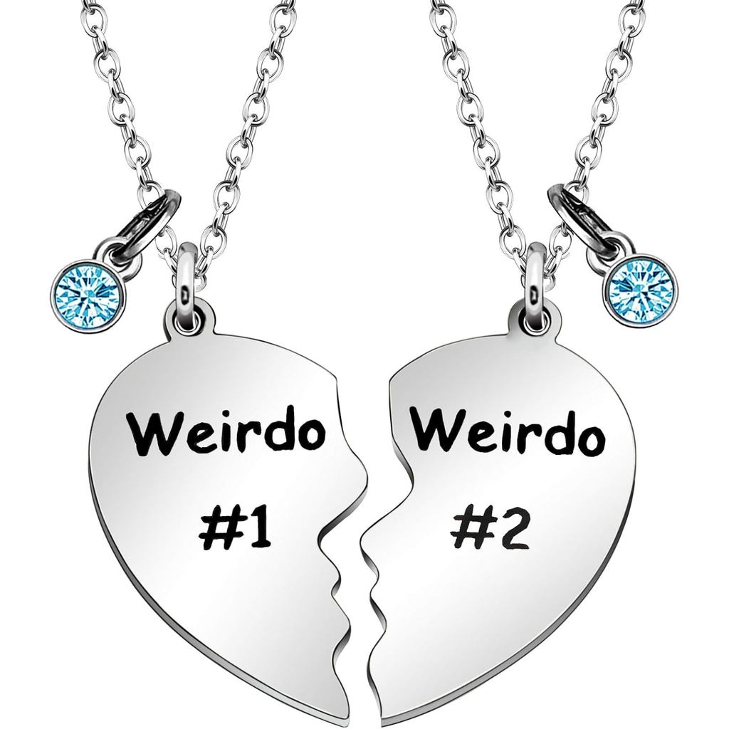 Maxforever ของขวัญมิตรภาพ, Weirdo 1 Strangeo 2psc ชุดแยกหัวใจจี้สร้อยคอ BFF ของขวัญสําหรับเพื่อนที่ด