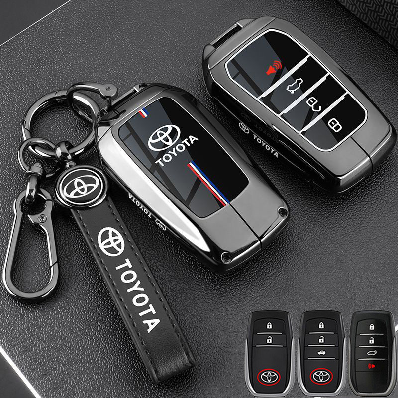 ฝาครอบกุญแจรถสําหรับ Toyota Fortuner Conquest Hilux GRSHarrier Prius Camry Sienta Land Cruiser, กรณีโลหะผสมสําหรับกรณีกุญแจ Fob Shell ฝาครอบกุญแจกล่อง