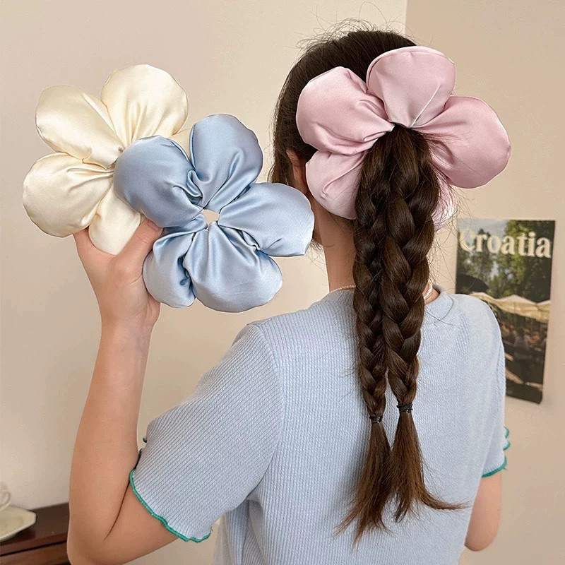 ที่รัดผม Hair Ties ฟองน้ำดอกไม้ เชือกผูกผมดอกไม้ใหญ่ ยางรัดผมหางม้า เกาหลี Ins เครื่องประดับผม
