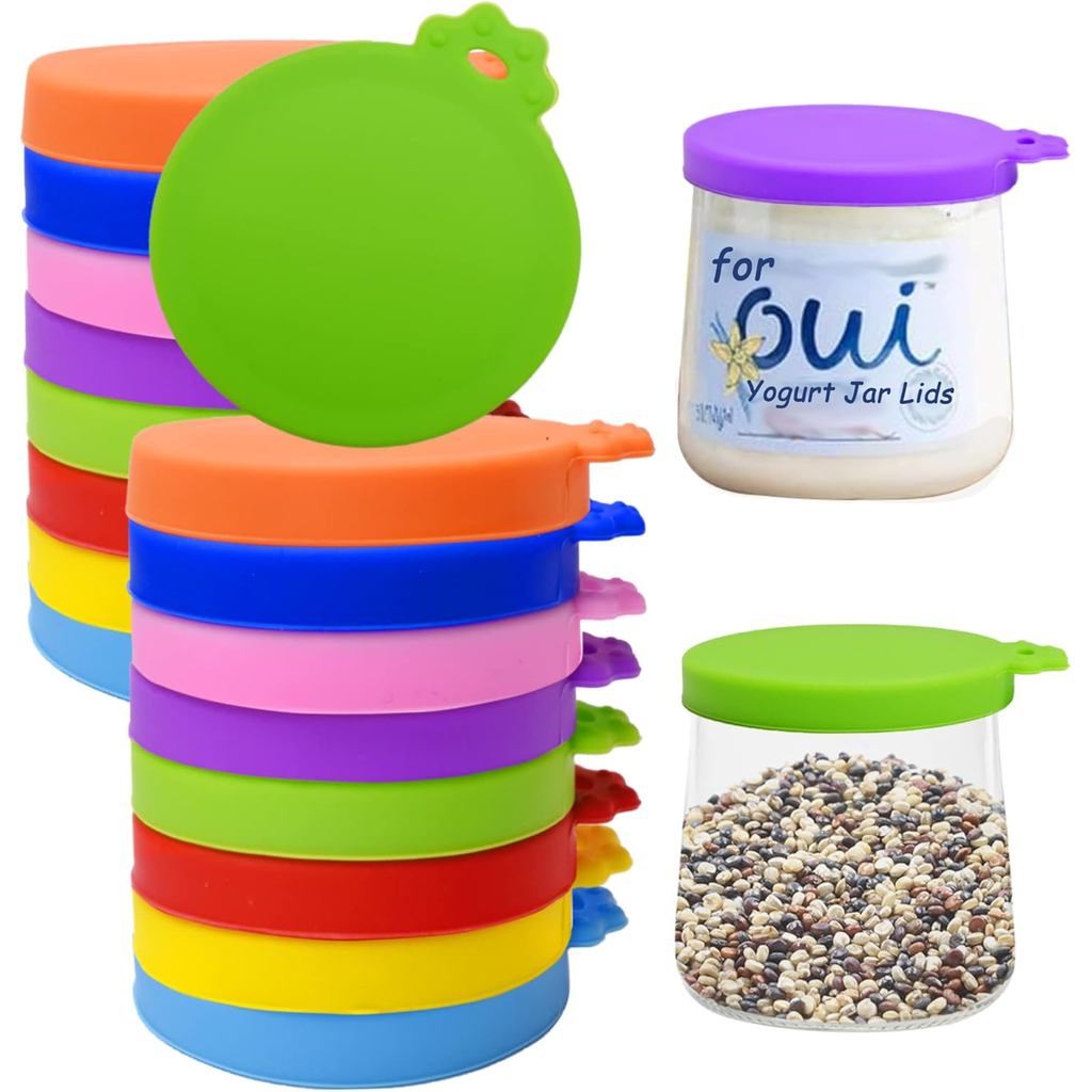 Oui Lis - ฝาปิดโถซิลิโคนแบบใช้ซ้ําได้ 8 แพ็คสําหรับภาชนะโยเกิร์ต Yoplait