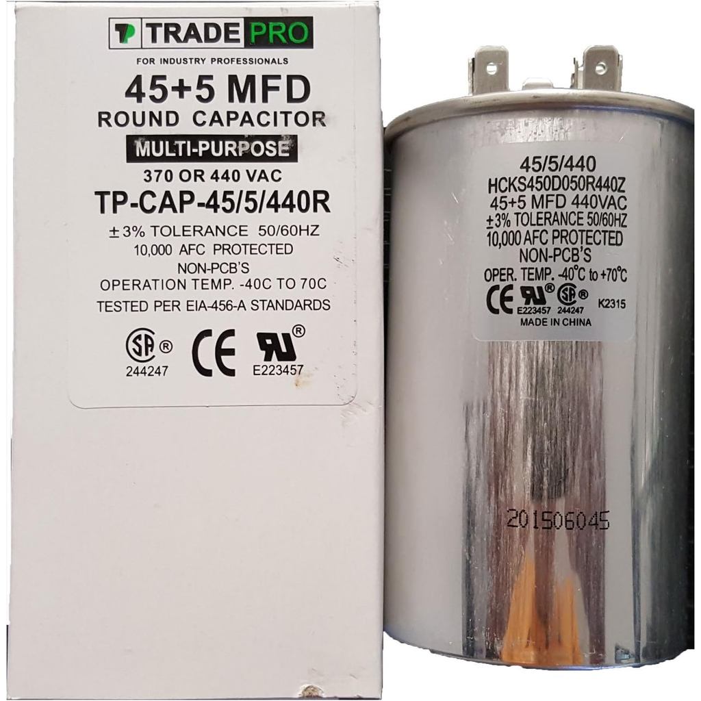 45+5 MFD ตัวเก็บประจุแบบกลม 440 โวลต์ TP-CAP-45/5/440R