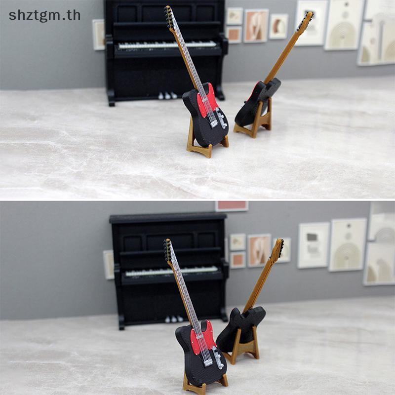 SHZTGM 1:12 Miniature กีตาร์ไฟฟ้าเครื่องประดับตุ๊กตาบ้านของเล่น Props TH