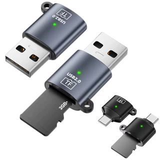 อะแดปเตอร์การ์ดหน่วยความจําแบบ USB-A to TF, USB2.0 ความเร็วสูง, อะแดปเตอร์การ์ดหน่วยความจําแบบ Mini USB-C to TF แบบพกพา, เสียบแล้วใช้งานได้เลย