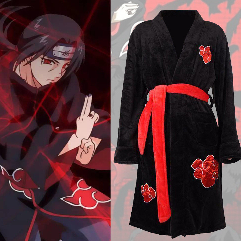 Naruto cosplay robe, Uchiha Itachi bathrobe, flannel, extra-long and thick, Naruto bathrobe