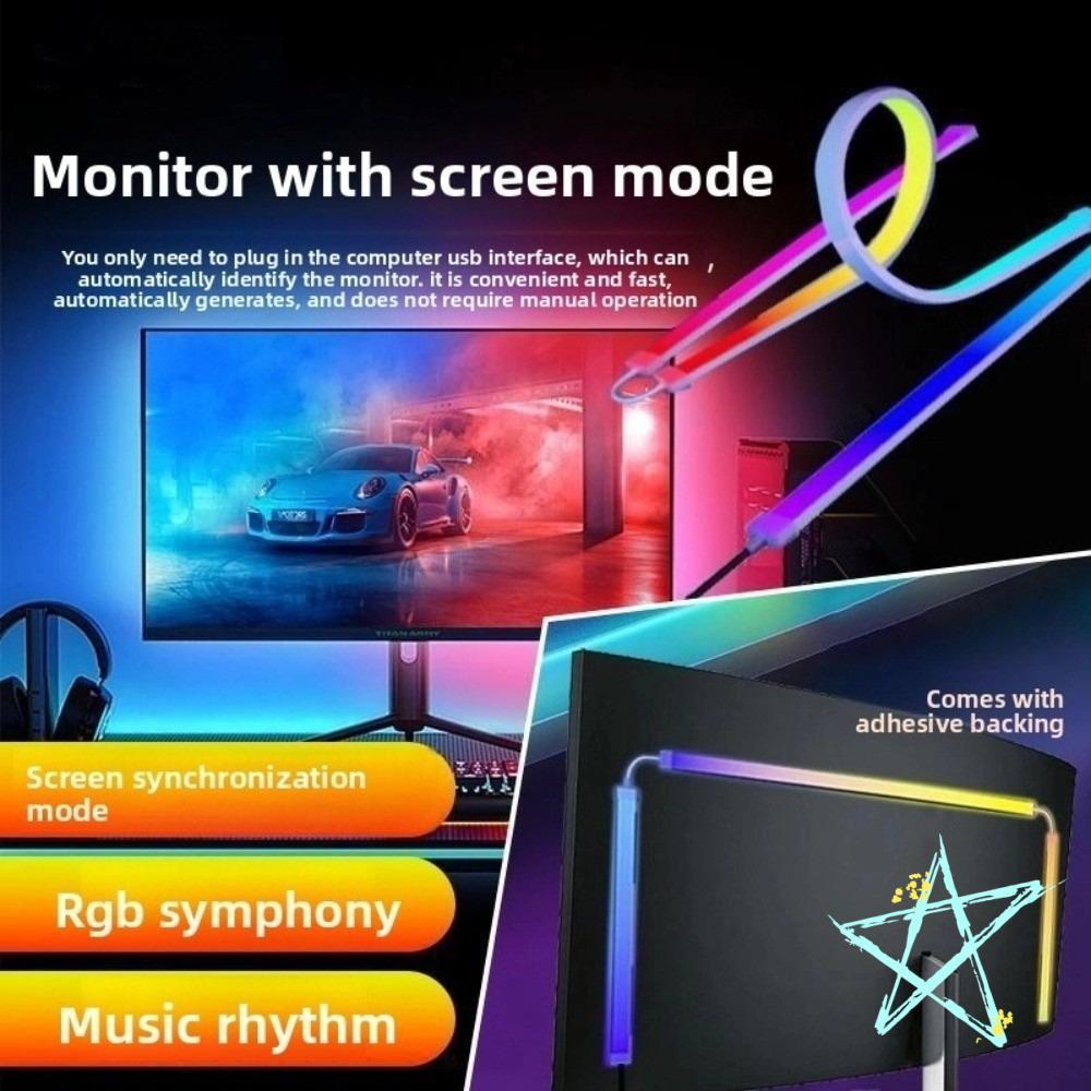 YOTOC หน้าจอคอมพิวเตอร์ LED Strip, คอมพิวเตอร์เดสก์ท็อป USB Gaming LED Strip, 24 27 32 นิ้วแถบบรรยาก