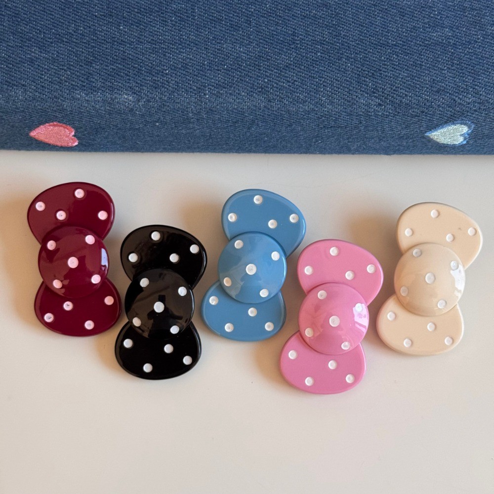 Hululu/สไตล์ใหม่น่ารัก Polka Dot Bow กิ๊บติดผมอารมณ์หวาน Bangs คลิป High-End Duckbill คลิปเครื่องประดับผมหญิง