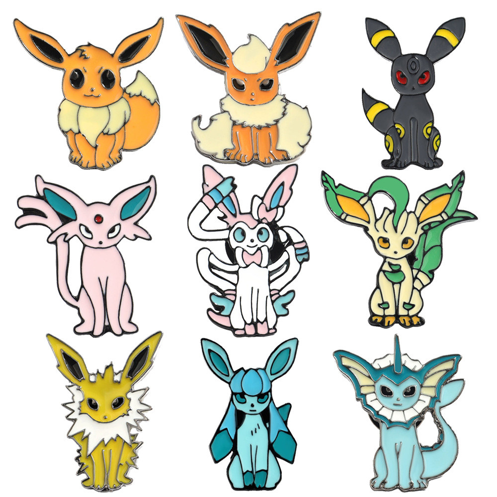 เข็มกลัด Pokémon Eevee Evolution อุปกรณ์การ์ตูนน่ารักสำหรับสะสม