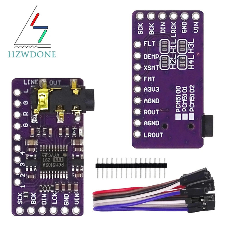 อินเทอร์เฟซ I2S PCM5102A DAC ถอดรหัส GY-PCM5102 I2S Player โมดูลสําหรับ Raspberry Pi hat Format Boar