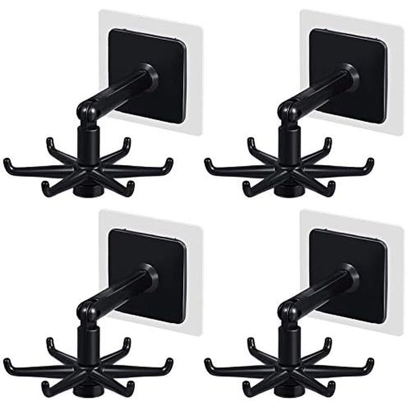 Hanging Utensil Holder Hooks Kitchen Utensil Hanger Wall Mount 360 Degrees Rotating Folding Hook Sel