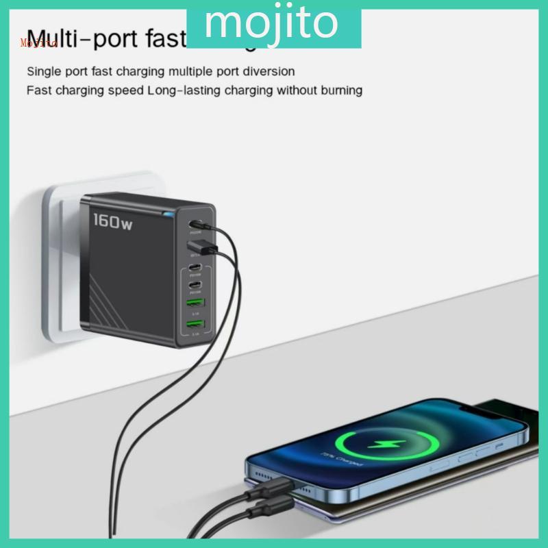 Mojito แบบพกพา 160W Wall Charger Dock Station Multi Port Power Adapter แท็บเล็ตชาร์จบล็อกสําหรับโทรศ