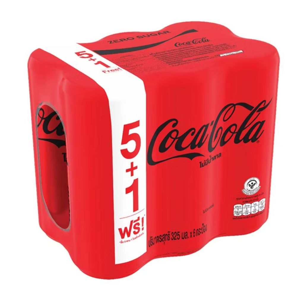 โค้ก ซีโร่ไม่มีน้ำตาล(Coke Zero Sugar 325ml. Pack6)