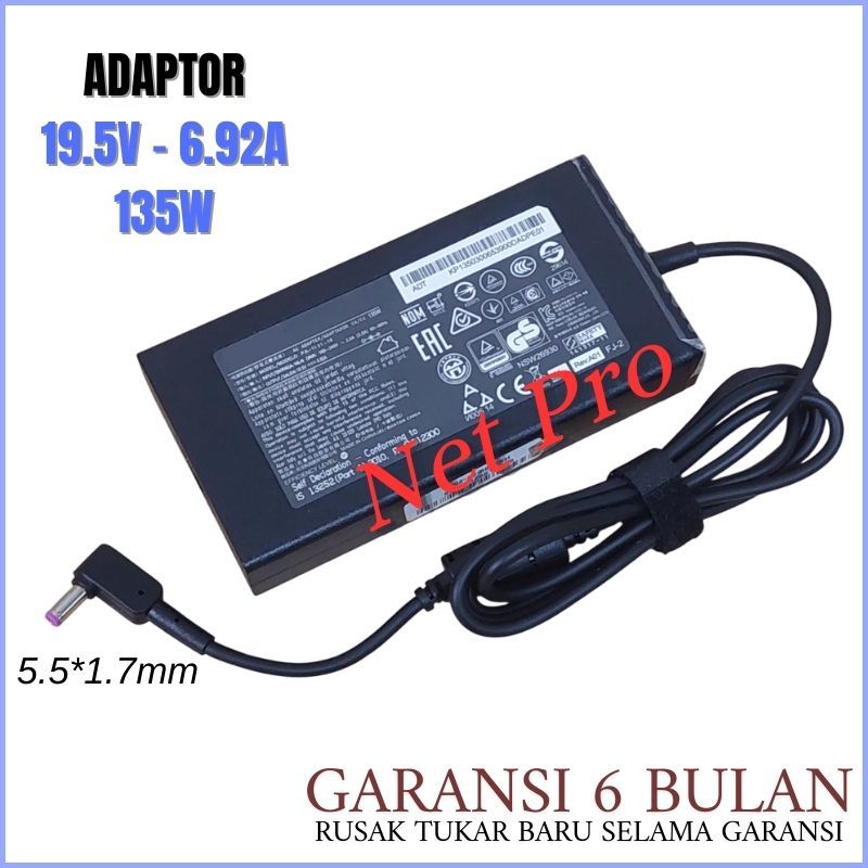 ACER Nitro 16 An16-41-R6Wv Nitro V16 Anv16-41-R77X Pa-1131-16 135W อะแดปเตอร์ชาร์จ -NPRO