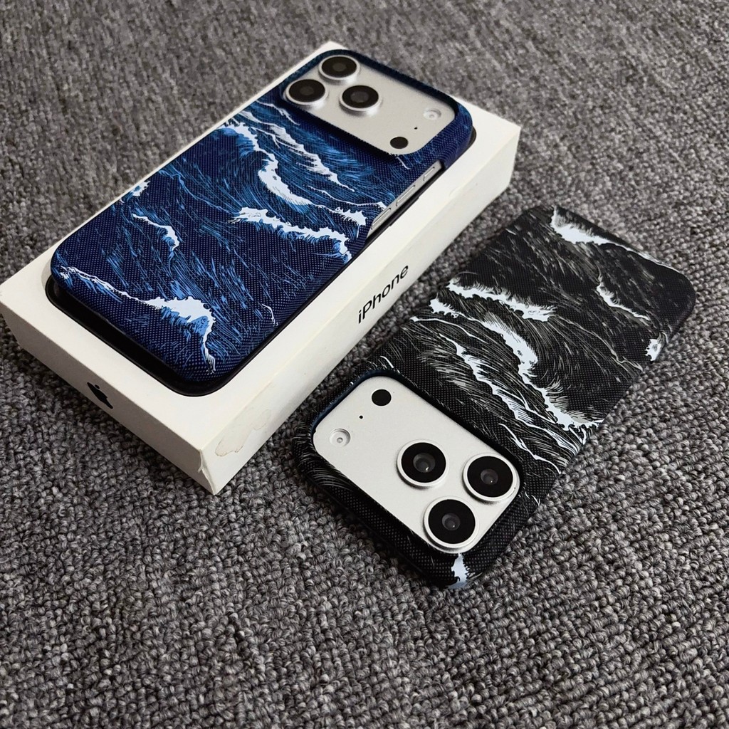 เหมาะสําหรับ ไอโฟน17มือโปร เคสโทรศัพท์แม่เหล็กลายเคฟล่าคาร์บอนไฟเบอร์ แอปเปิล 16 ครึ่งแพ็ค มีน้ําค้างแข็ง เคสป้องกัน
