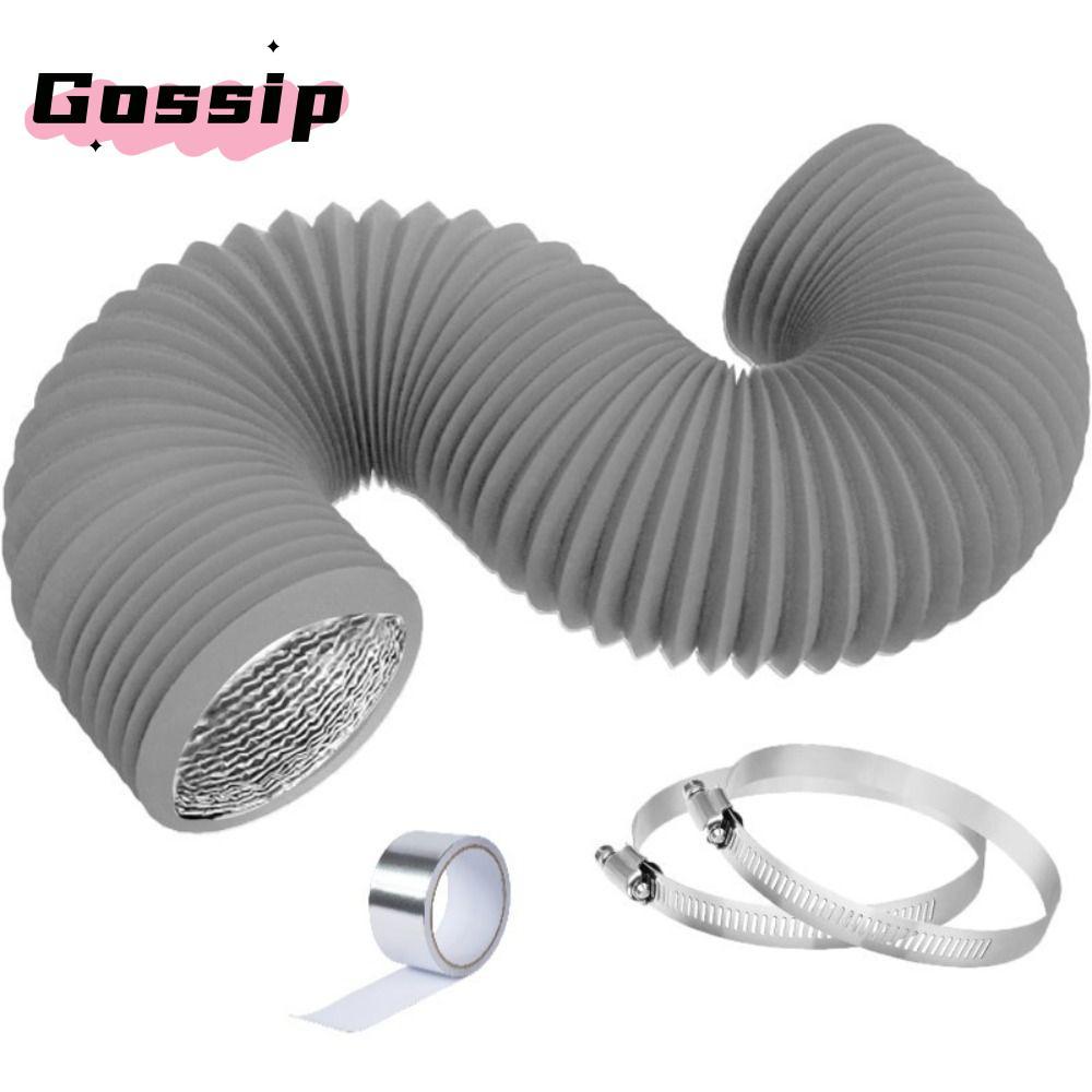 GOSSIP เครื่องเป่า Vent ท่อ, สีเทา 2 สแตนเลสสตีล Clamp Air Ducting, Professional ยืดหยุ่น Heavy-Duty ฉนวนท่อไอเสียความร้อน Cooling