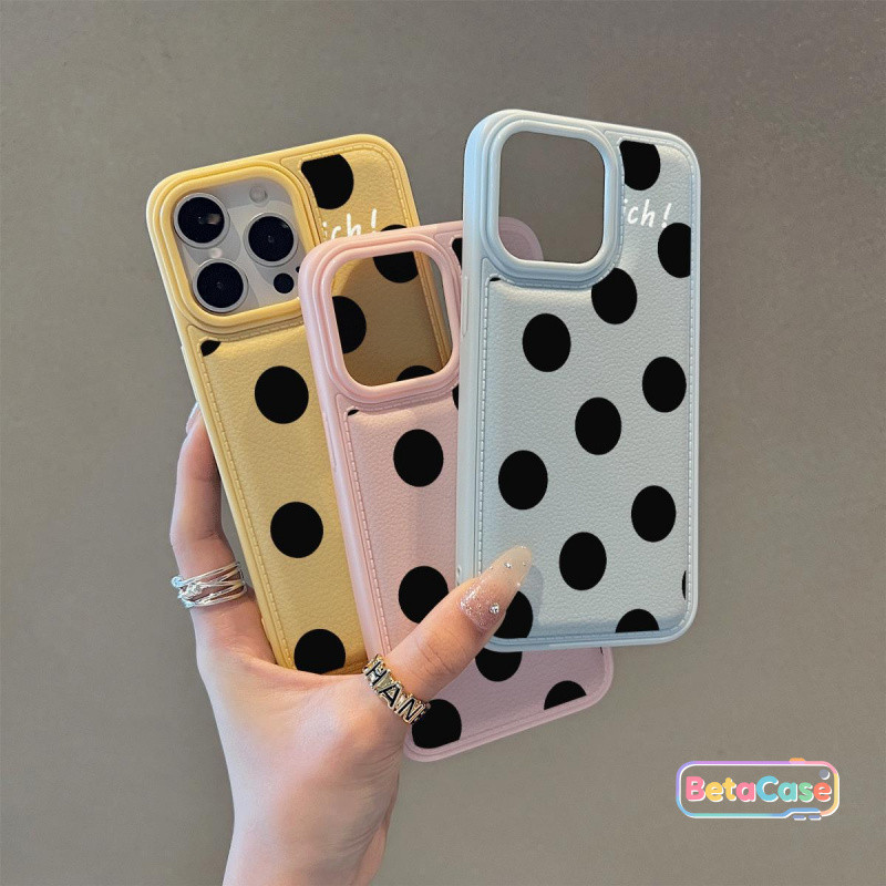 เคสโทรศัพท์ลายจุดสีดำน่ารัก รองรับ iPhone ทุกรุ่น 11 12 13 14 15 16 17 Pro Plus Max